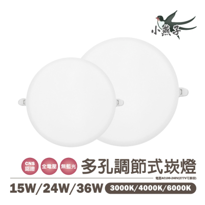 〖小燕子〗含稅 LED 多孔調節式吸頂崁燈 15W / 24W / 36W 開口最小6公分~20公分光彩 三種色溫