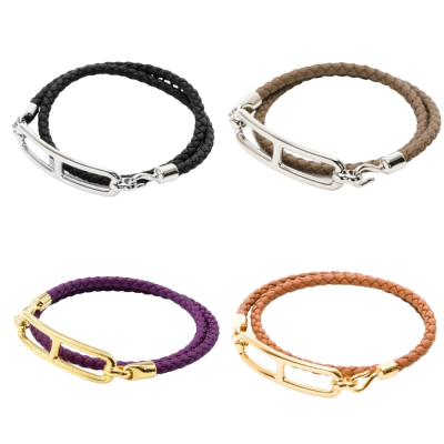 【HERMES 愛馬仕】 HERMES 編織單繩雙圈手環 __DVSHOP 保證正貨 台灣現貨不用等