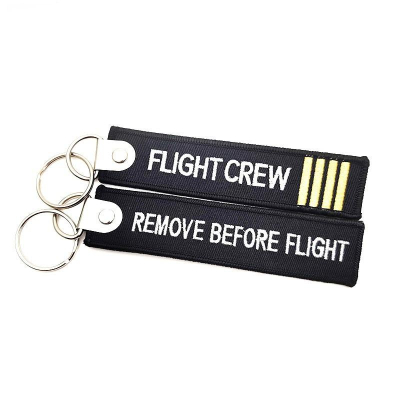 機長四槓 機組人員 FLIGHT CREW 飛行前拆除 REMOVE BEFORE FLIGHT 刺繡鑰匙圈