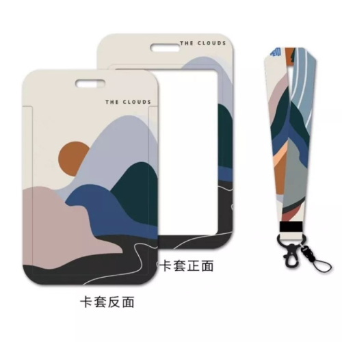 【24小時出貨】簡約風景設計款硬質證件套/悠遊卡套/識別證套/手繪藝術/彩色掛繩/高規格保護/防折損