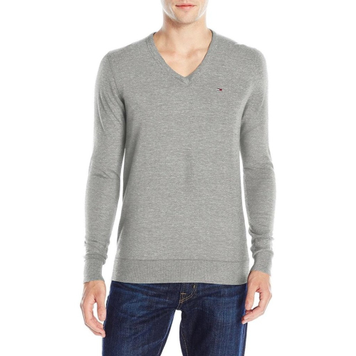 Tommy Hilfiger Denim V領長袖毛衣【M】彈性 有機棉 輕灰色 全新 現貨 保證正品