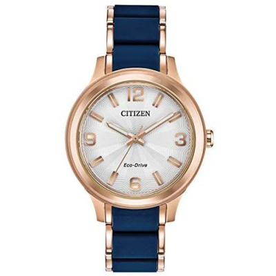 CITIZEN 光動能 Eco-Drive 矽膠親膚鋼帶女錶 FE7073-71A 情人節可參考