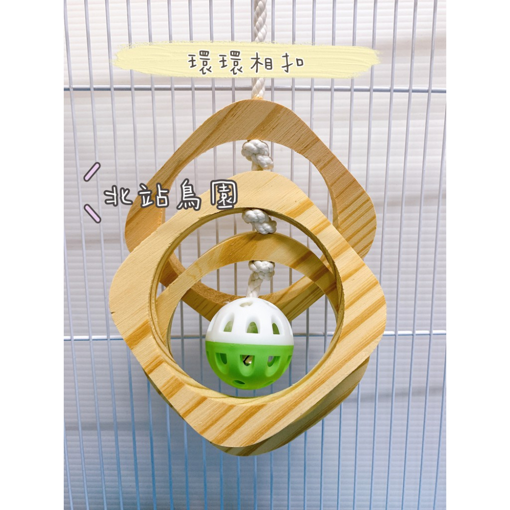 鸚鵡吊飾啃咬玩具 / 環環相扣 / 原木製造