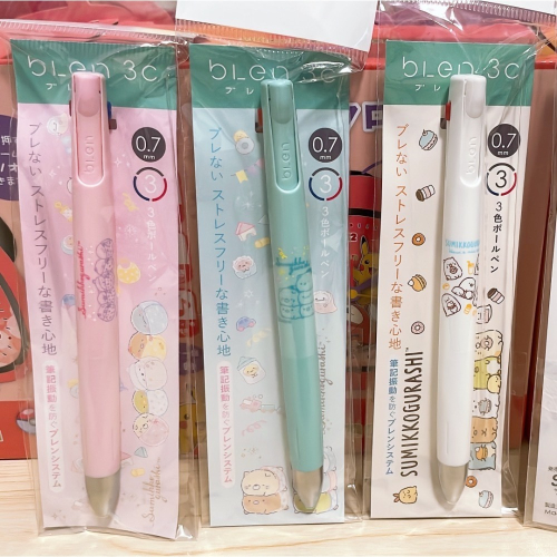 ?現貨 日本購回 日本製 ZEBRA BLEN 3C 角落生物 角落小夥伴 耐水性 油性筆 三色 圓珠 溜溜筆