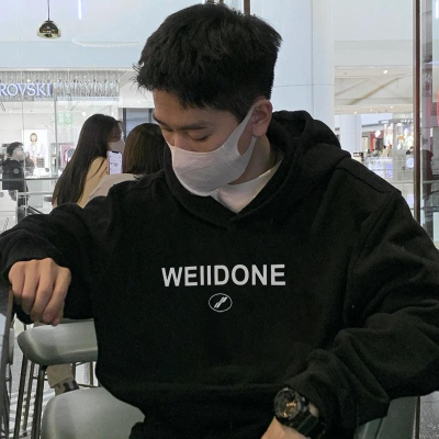 《米諾潮流》WE11DONE韓版潮牌美式寬鬆 秋冬加絨連帽帽T 權志龍監製