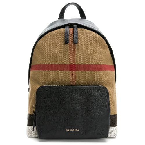 BURBERRY 巴寶莉 皮革格紋帆布後背包__DVSHOP 保證正貨 台灣現貨不用等