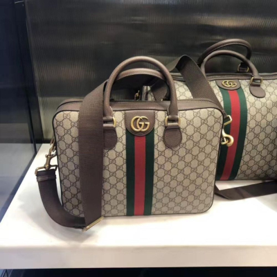 二手99新Gucci 古馳男包 Ophidia系列GG印花公文包 休閑手提包復古574793