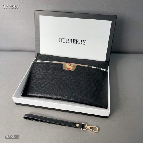 Burberry 巴寶莉男士摔紋牛皮手拿包夾包信封包 採用精湛鑲嵌細工經典百搭實物拍攝高品質生日節日禮物父親節禮物