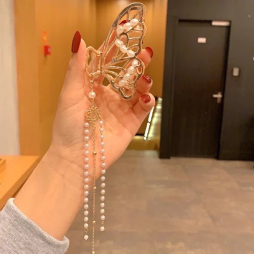 珍珠吊墜金屬蝴蝶結抓夾