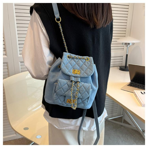【Mate_Shop】小香風後背包 手提單寧牛仔小包MINI姐妹流行菱格百搭夏天旅行女孩最愛閨蜜韓系日系時髦禮物新款