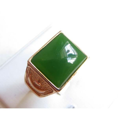 24*12*7mm/2.5g天然和闐玉和田玉軟玉正陽綠碧玉鑲嵌925銀活圍玉翠玉指環正品裸石珠寶首飾玉石寶石和闐玉滿綠