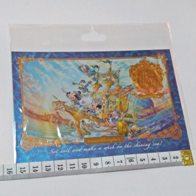 【東京 迪士尼 海洋 15th 明信片】TOKYO DiSNEYSEA 15周年 POST CARD 浮雕 燙金 收藏卡