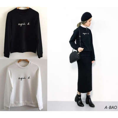新款?情侶推薦 日本 ag.b 小b 日本b經典草寫LOGO 男款 女款 2色 加絨 大學T 長袖 T恤