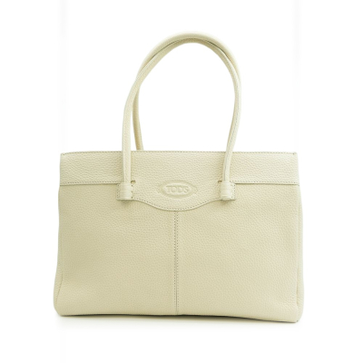 【TODS】 TODS 經典品牌LOGO小牛皮肩背/手提托特包 (乳白) __DVSHOP 保證正貨 台灣現貨不用等