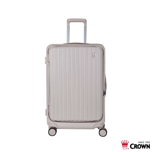 【CROWN】BOXY 旅行箱 26吋上掀式框架拉桿箱 燕麥奶｜趣買購物旅遊生活館