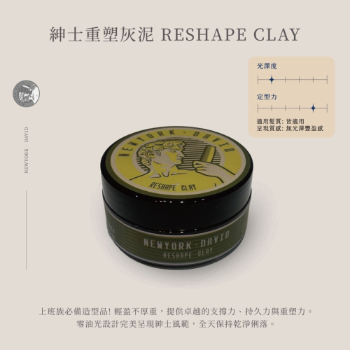 【紐約·大衛】紳士重塑型灰泥（上班族、安全帽族適用）80mL