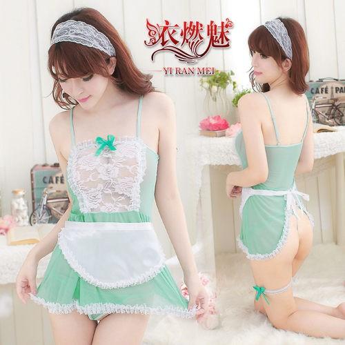 《YIRAN MEI》愛戀俏女僕！性感半透視五件式角色服﹝綠﹞