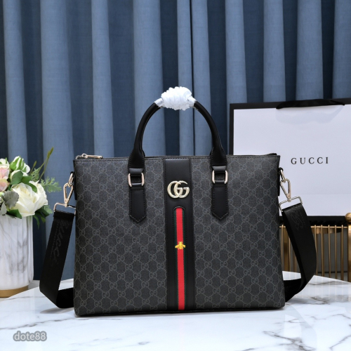 【Gucci】古馳男士公事包手提包斜挎包真皮經典印花可調節肩帶多隔層耐磨送領導老公禮物多功能簡便出門出差必備高端大氣