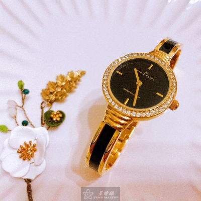 AnneKlein:手錶,型號:AN00514,女錶28mm金色錶殼黑色錶面精鋼錶帶款