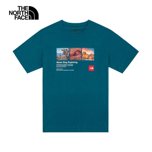 -滿3000免運-[雙和專賣店] The North Face 男 純棉照片印花短袖T恤/81N7/珊瑚藍