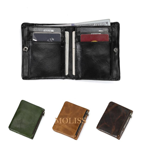 MOLISS｜5color RFID 諾伊真皮中夾 拉鍊零錢包 隨性抓紋 防盜刷 多卡層 零錢包 中夾 錢包 皮夾 財布