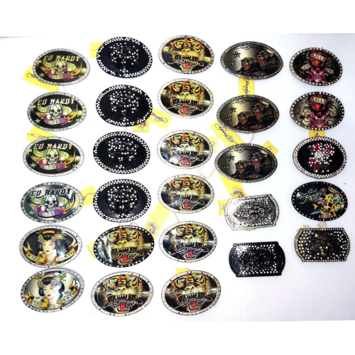 賠售美國ED HARDY正品 巨型 金屬 愛殺 骷髏 老虎 美人魚 黑豹 水鑽 密鑽 大型皮帶頭 可搭配任何扣式皮帶身