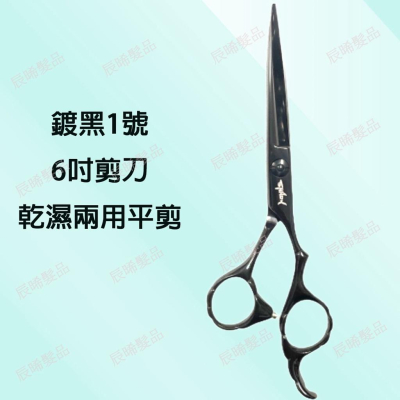 ✝️辰晞髮品✝️ 專業美髮剪刀 亮面 鍍黑 黑色1號 6寸剪刀 乾濕兩用平剪 可滑剪 設計師剪刀 美髮 沙龍