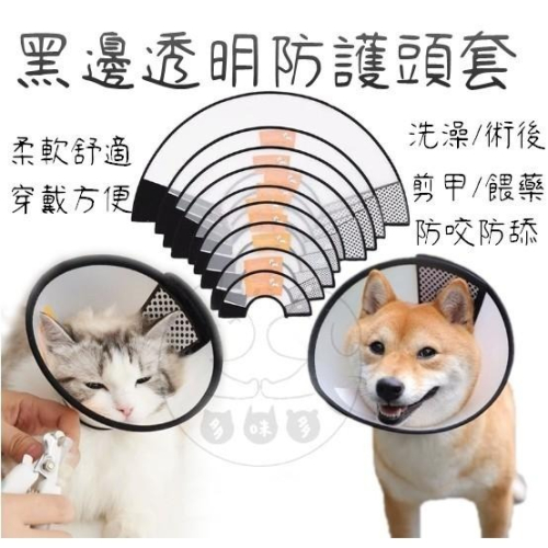 【多咪多】現貨 伊莉莎白頭套 黑邊透明頭套 寵物頭套 貓咪頭套 貓頭套 狗頭套 防護圈 寵物防護套 防舔 防咬 防抓