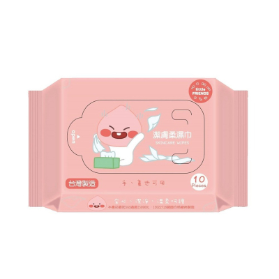 【KAKAO FRIENDS】潔膚柔濕巾-桃子款(10抽/包)【2376】