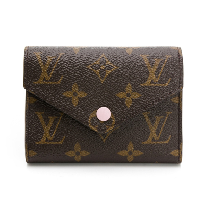 【LOUIS VUITTON 路易威登】 LV 老花粉釦 三折短夾 (內粉) __DVSHOP 保證正貨 台灣現貨不用等