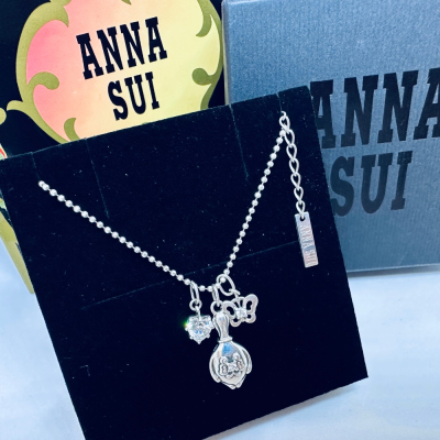 ANNA SUI安娜蘇魔鏡蝴蝶愛心鑽925純銀項鍊