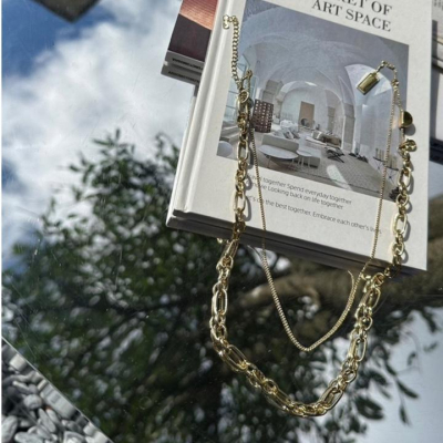 【DOE.FF實拍】925純銀引人遐想雙鍊垂墜項鍊 頸鍊 飾品 韓國 1110