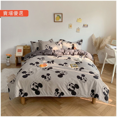卡通米奇 動漫 可愛 床包 床單 有鬆緊帶 單人/雙人/加大雙人床包組 禮物交換 床包 寢具 床笠