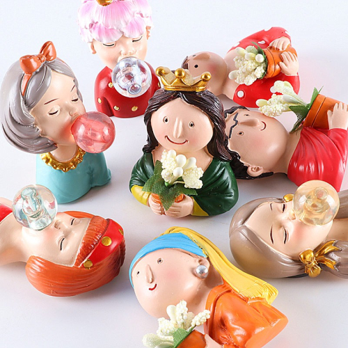 創意可愛人物磁性冰箱貼立體蒙娜麗莎吹泡泡磁力貼吸鐵石