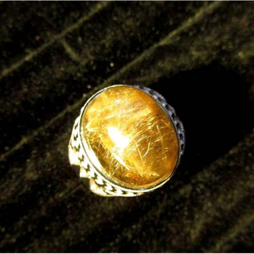 絕美滿絲金光閃閃富貴無雙極美粗絲鈦晶金髮晶多絲戒指18*15mm活圍內徑可調女戒天然水晶之王珠寶玉石寶石首飾飾品