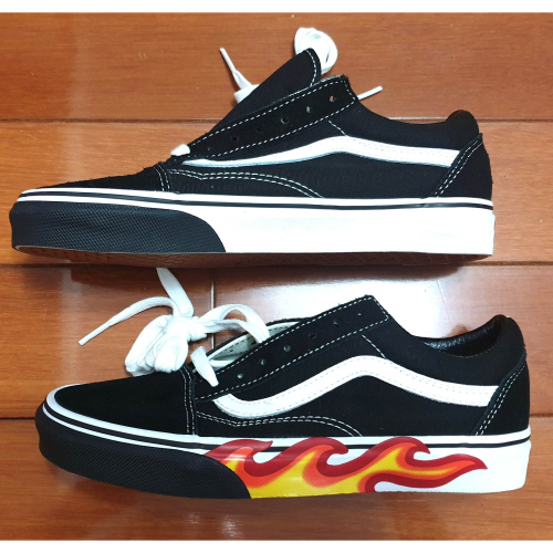 全新正品Vans 黑白 火焰 帆布 麂皮VN0A38G1UJG 帆布低筒男女鞋