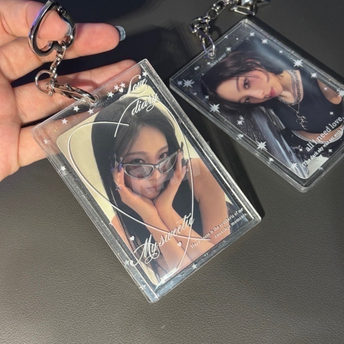 ♡rain迷你小舖♡現貨 快速出貨 星星 愛心 硬殼卡套小卡 追星人 閃粉 3吋 保護套 保護殼 掛件 鑰匙圈 外出卡套