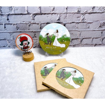 ［菜菜客製化］陶瓷杯墊 客製化杯墊 陶瓷吸水杯墊 婚禮小物 生日禮物 送禮 客製化 情人節禮物 入厝禮