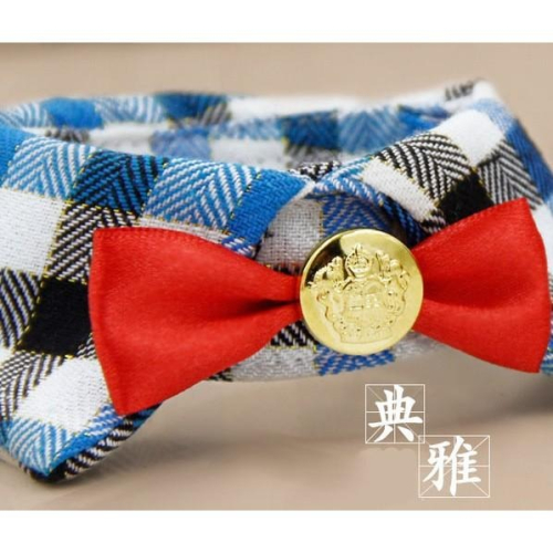 【貓咪用品】貓這裡 現貨 典雅方格寵物項圈 狗狗貓咪項圈 學院風寵物服飾