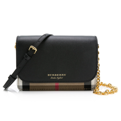 BURBERRY 巴寶莉 素面+格紋鍊帶吸釦式 小WOC__DVSHOP 保證正貨 台灣現貨不用等