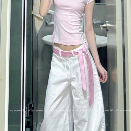 ??????｜甜美粉色領帶腰帶純欲可愛腰繩高級感小眾配褲子腰飾配飾女多件套