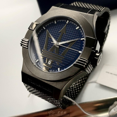 MASERATI:手錶,型號:R8853108005,男錶42mm槍灰色錶殼寶藍色槍灰錶面米蘭錶帶款