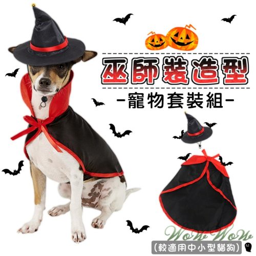【台灣出貨開發票】❤寵物用品 搞怪造型斗篷套裝 萬聖節 巫師裝 寵物變裝 創意貓狗變裝 寵物套裝【WOWWOW】