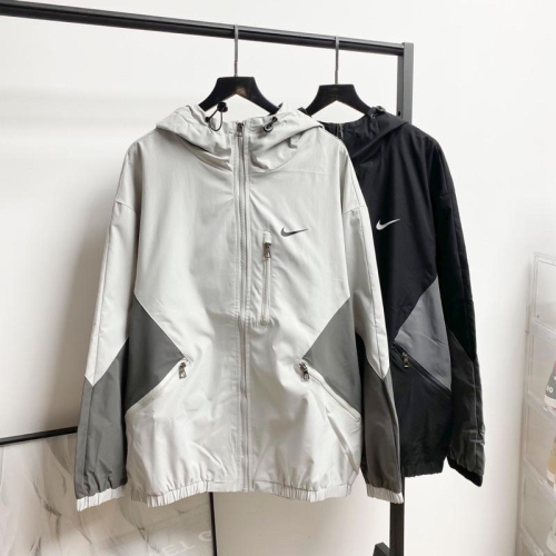 現貨M.L NIKE 小LOGO 印花 拼色 拼接 撞色 風衣 夾克 外套