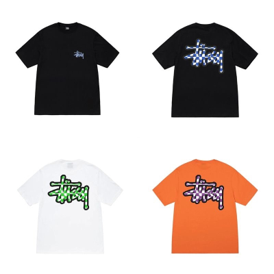 STUSSY SS23 CHECKER STOCK TEE 格紋 LOGO 短袖 情侶款 棋盤格 賽車