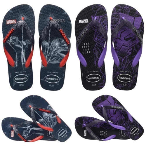 巴西人字拖Havaianas 男款 Marvel Premium 金屬扣牌/紫黑豹/ 蜘蛛人
