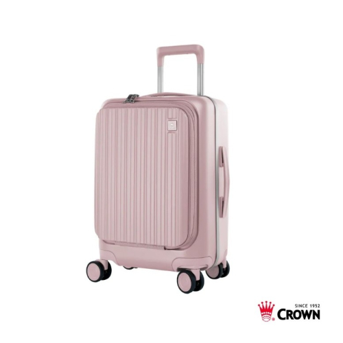 【CROWN】BOXY 21吋前開式登機箱-粉色 趣買購物旅遊生活館