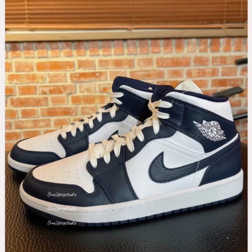 Air Jordan 1 Mid Obsidian 黑曜石 554724-174 深藍 金標 AJ1 中筒