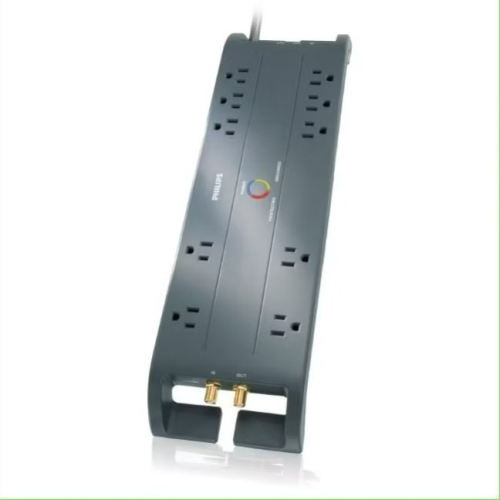 3#最安全PHILIPS 6尺延長線10插座孔,開關,電源+有線電視電纜線+電話過載保護,防雷擊防突波+接地偵測