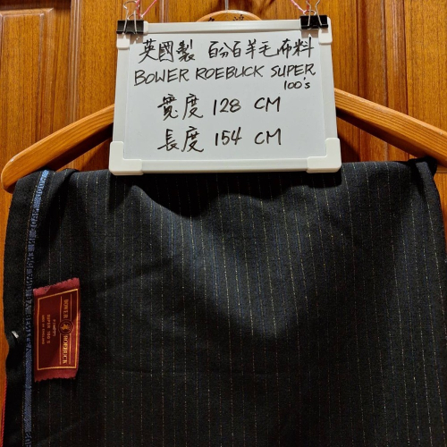 全新商品,英國製造, 黑色帶銀線100%羊毛西服布料一塊